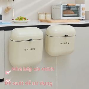 UFORU Thùng rác nhựa treo có nắp thùng rác treo tường cho nhà bếp phòng tắm văn phòng B2382