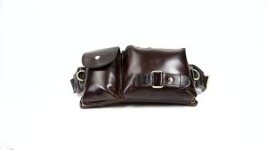 R Leather Pocket Mens Crazy Horse Oil Leather Chest Bag Outing Cross-Body Bag First Layer Cowhide Multifunctional Mens Bag 9080