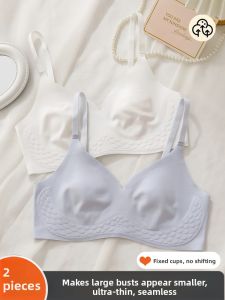 DOULI | Seamless Ultra-Thin Womens Bra Jelly Rabbit Ear Design Summer Fashionable Underwear Fixed Strap 3/4 Cup V-Neck No Steel Ring