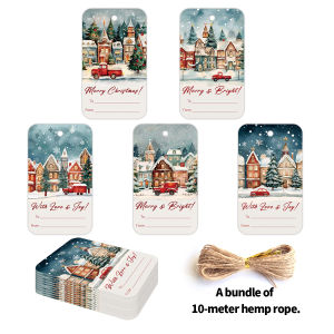 50pcs Christmas Hanging TagsAnimal Snowman Snowy Scene ThemedLabeling Gift WrappingDiy Crafts CardParty Christmas Tree Decor