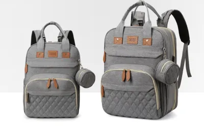 Balo Bỉm Sữa Cho Mẹ Và Bé 2in1 3 Lớp Lót Cách Nhiệt Đựng Bình Sữa Có Thể Kéo Ra Cho Bé Ngủ Khi Đi Du Lịch