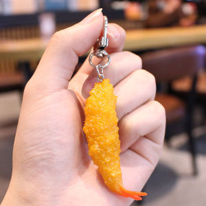 Internet Celebrity Tempura Fried Shrimp Pendant Is Coming! Artificial Original Keychain Student Men and Women Funny Schoolbag Pendant Decoration