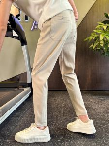 Mens Casual Harlan Nine-Piece Pants Slim Fit Solid Color Spring Autumn Trendy Harsh Look Pure Color Nine-Piece Trousers