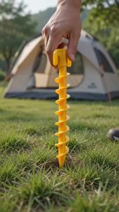 10-Pack Heavy-Duty Spiral Plastic Tent Pegs 7.5-Inch Beach Camping Ground Anchors Garden & Inflatable Stakes Weatherproof