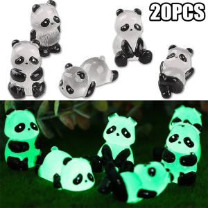 20pcs Cute Luminous Panda Dragon 3D Resin Crafts Glow In Dark Statue Micro Landscape Flower Potted Decor DIY Garden Ornaments