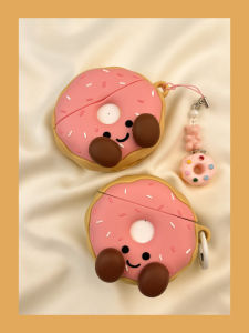 Cute Pink Donut Face Airpods4 Protective Case Silicone Soft Shell for  pro Headphones Generation 2 3 4 5 Bluetooth Wireless