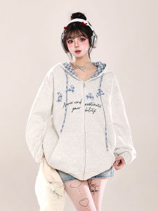 Áo Hoodie Thêu Phong Cách Retro Lót Flannel Dáng Rộng Ôm Body