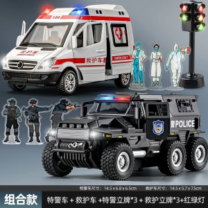 Large Size Alloy Armored Police Car Toy for Boys Kids Play Vehicle Explosive Proof Cops Emergency Rescue Truck Chinese Brand