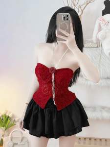 Áo cúp ngực nhung hoa nhún ren dưới 52kg ảnh shop chụp áo ống