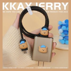 Xiaomi 33W Charger Cover Cute Blue Hat Bear Charger Cover with cord protector cable winder for XIAOMI [cchoice]
