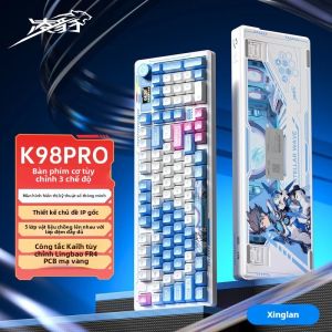 Bàn Phím Cơ Không Dây Lingbao K98pro Tùy Chỉnh Full Key Hot-swappable Kiểu Gasket Bố Cục UK Dành Cho Văn Phòng Và Chơi Game Thể Thao Điện Tử