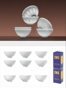 JINGDEZHEN | Translucent Glaze Porcelain Bowl White High-temperature Ceramics Simple Chinese Style Household