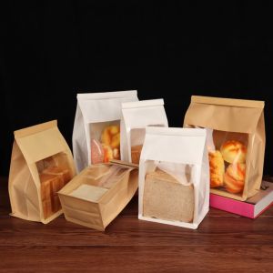 50PCS Loaf Bag Toast Packaging Bread Bag Toast Bag with Window and Wire Sealing Twisted Wired Bakery Ba