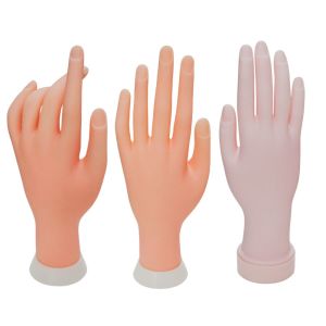 Soft Nails Practice Hand Flexible Model Mannequin  Silicone Nail Training Tools Bendable Fake Hand