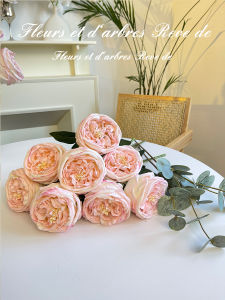 Luxurious French Style Austin Rose Artificial Flowers Living Room Dining Table Entrance Office Desk Floral Art Decorations