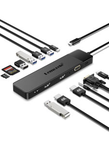 Lemorele USB C HUB 13-in-1 Docking Station 4K30Hz HDMI USB3.0 PD100W RJ45 VGA SDTF USB Splitter for Laptop Macbook Pro Air iPad