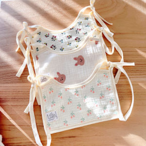 แพ็ค3ชิ้นผ้ากันเปื้อนแบบมีเชือกผูกทรงสี่เหลี่ยมผ้ากันเปื้อนแบบมีเชือกผูกกันน้ำคอตตอนแท้สำหรับเด็กแรกเกิดผ้าซับน้ำลายพร้อมสายรัดสำหรับเด็กทารก