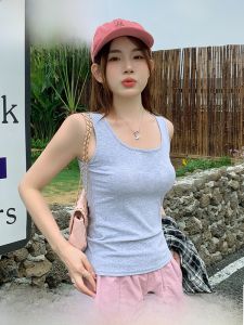 Miiow | Cat Lady Square Collar Vest Womens Summer Outdoor Wear Sleeveless Thin Base Shirt Commute Style Short Length Solid Color
