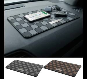 Car Dashboard Anti Slip Mat Checkered Grid Non-Slip Sticky Pad Heat Resistant Washable Dashboard Pad for Cell Phone Keys