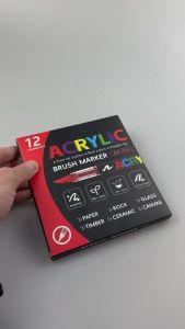 12/24/36 Colors Paint Markers Acrylic Paint Pens With Brush Tip Water Based Markers with Direct Ink System Permanent Marker Colored Pens Art Supplies for Rock Painting Wood Fabric DIY Crafts Gift