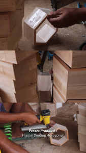 Hiasan Dinding Hexagonal Kayu – Rak Dinding Tempel Estetik / Hiasan Kamar Aesthetic Minimalis
