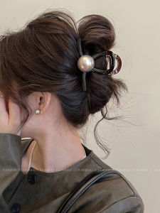 Grey Pearl Shark Clamp Womens New 2025 High-End Hair Accessories Stylish Hair Grips for Bun Styling Premium Headwear