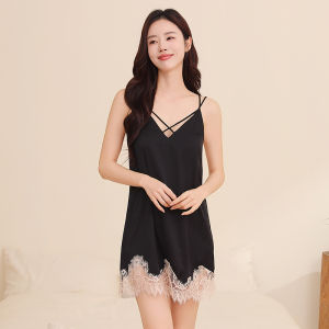 MiiOW | Catwoman Lace Strap Sleep Dress Womens New Style With Chest Pad Slimming High-End Sensual Summer Home Clothes Set