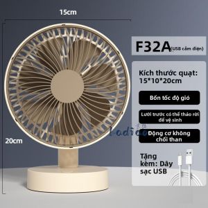 MUHUALAN | Quạt Bàn Sạc USB Im Lặng 6 Inch