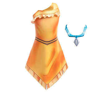 Girls Cosplay Cartoon Indian Princess Dress Halloween Disguise Frocks Necklace Beach Set Pocahontas Festival Role Play Costumes