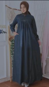 Gamis Bahan Jeans Ambia Maxy Terbaru 2024: Desain Simple OOTD