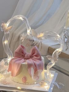 Birthday Joy Fairy Tale Decorative Ribbon with Light Rice Paper White Butterfly Festival Celebration Tag Plug-In Item