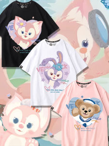 Disney Collaborative Short Sleeve T-Shirt Girls Summer Half Sleeve Childrens Clothing Cartoon Print Casual Loose Fit Polyester Fiber