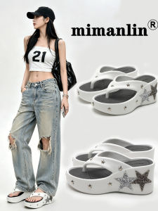 MIMANLIN | Star Rhinestones High Heel Flip Flops Platform Sandals Summer Beach