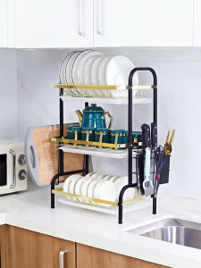 3 Layers Dish Rack Stainless Steel Kitchen Shelf Dish Drainer Racks Kitchen Storage Rack Plate Organizer