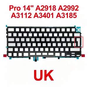 New Laptop UK Keyboard Backlight For MacBook Pro 14" A2918 A2992 A3112 A3401 A3185 Keyboard Backlit Sheet 2023 2024 Year