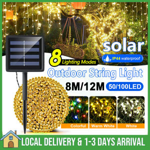 Outdoor Solar String Lights 8M 50LED 12M 100LED 8-Mode Decorative Solar Copper Wire Fairy Lights Lamps Ramadan Garden Lamp Wedding Parties Birthday Waterproof