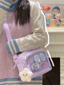 Transparent Crossbody Bag Womens Mobile Phone Small Bags Anime College Style Bangle Board Pain Bag Soft Oxford Cloth Casual