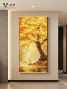 การตกแต่งรูปภาพทางเข้าบ้าน ภาพวาดลายมังกรทอง รูปภาพสีน้ำมันดีไซน์เรขาคณิตแบบตั้งฉาก ภาพวาดขนาดใหญ่สำหรับตกแต่งภายในบ้าน