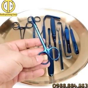 (Combo 12 món ) Dụng cụ phẫu thuật thẩm mỹ Mũi màu xanh GERMANY TẶNG KHAY VÀNG