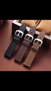 Vintage Handmade Genuine Leather Watch Band Lychee Pattern Strap 20mm 22mm for Seiko for Omega Old Brown Black Soft Mens Straps