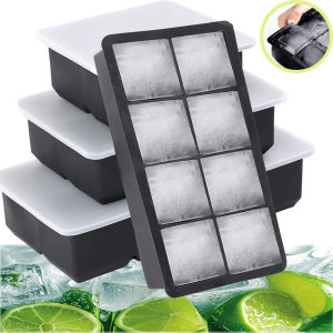 Dizoey 4/6/8/Grid Big Ice Tray Mold Box Large Food Grade Silicone Ice Cube Square Tray Mold Diy Bar Pub Ice Blocks Maker Model