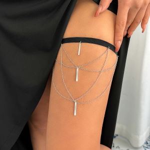 Ingemark | Multilayer Boho Elastic Band Bandage Leg Thigh Chain for Women Bikini Goth Rod Tassel Pendant Garter Belt Body Jewelry Gift New