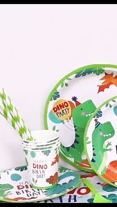 Dinosaur Birthday Party Supplies Tablecloth Set for Dinosaur Birthday Party Decorations for Boys Kids Disposable Dinner Dessert Cake Tableware Dinosaur Plates Tablecloth