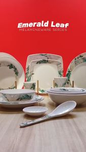 Emerald Leaf Design Melamine Dinnerware Plate /Bowl / Saucer/ Spoon Smart Kitchen Ph