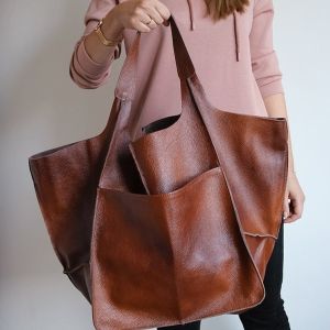 2024 European and American Retro Simplicity New Arrival Simple Big Bag Soft Leather Large Capacity One Shoulder Satchel Oil Wax Leather Womens Tote Bag