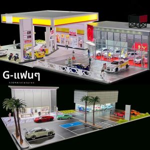 G แฟน 1/64 Scale รถโรงรถ Miniatures รุ่นที่จอดรถ Diecast ฉากจอแสดงผลรถฉากของเล่นคอลเลกชันพื้นหลัง