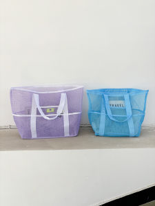 Outdoor Beach Swimming Bag Childrens Toy Storage Net Bag Large Capacity Travel Shopping Bag Eco-friendly Bag Colorful Plastic