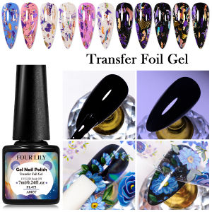FOUR LILY 7ml Transfer Foil Nail Gel Polish Semi-Permanant Varnish For Adhesive Sticker Nail Glue Soak Off UV LED Nail Art Gel