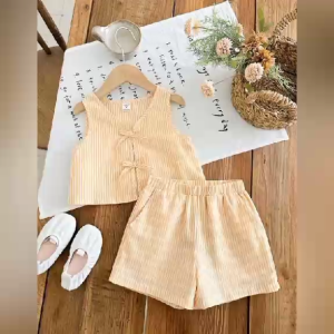 FREE SHIPPING & COD Casual Classy Elegant Summer Wear GIRL Front Ribbon Top and Shorts for Girl Kids - 2 to 14 years old - classy and elegant - timeless classic - timeless piece - casual office party - classic piece - super kapal ng tela - hindi ka
