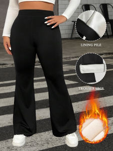 Womens Thermal Fleece Lined High Waist Flare Pants Winter Fitness Warm Thick Leggings Soft Yoga Pants Womens Winter Clothing